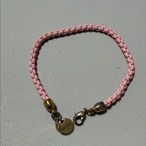 Miu Miu Light Pink Braided Bracelet with Gold Accents